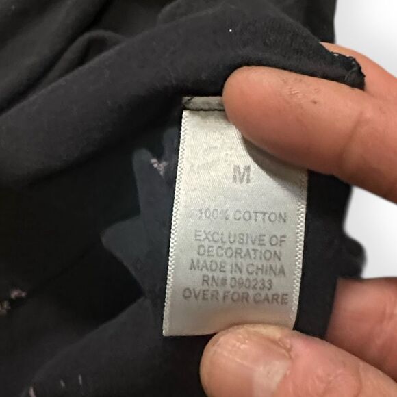 PACSUN Men’s Black Distressed Longer Fit T-Shirt Size Medium - Picture 4 of 5